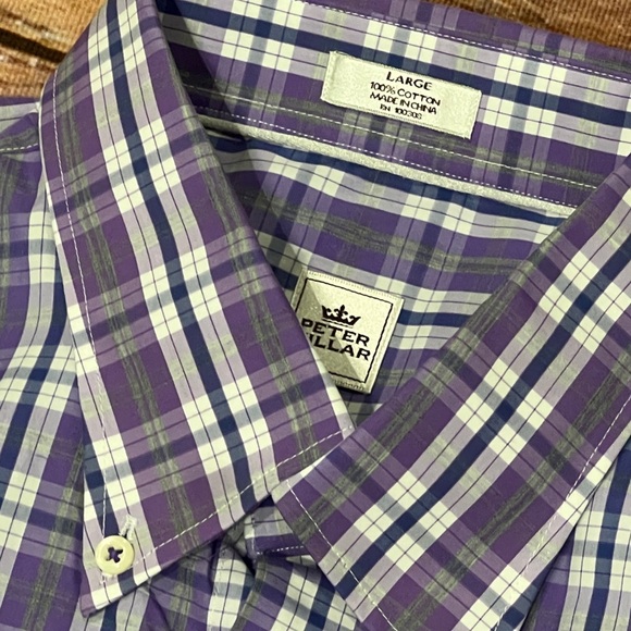 Peter Millar Purple Plaid Button Down Long Sleeve Dress Shirt - Picture 4 of 9